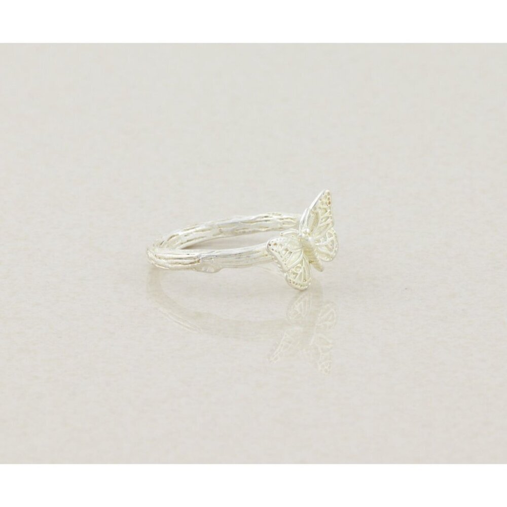 Sterling Silver Textured Butterfly Ring Size 8 1/4 - Picture 3 of 7